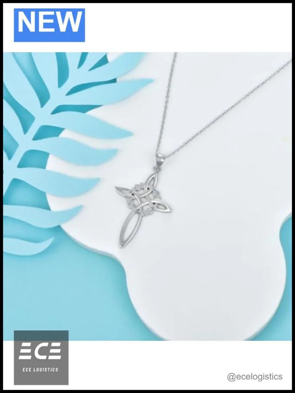 Sterling Silver Celtic Knot Cross Pendant Necklace Stainless Steel Chain